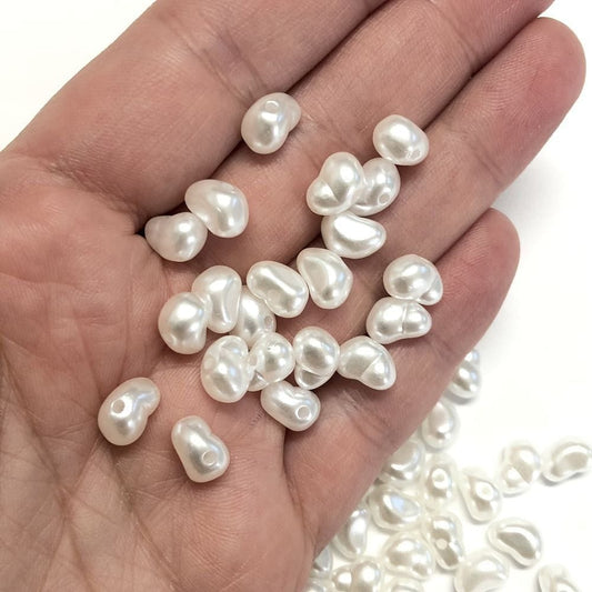 Plastic Shapeless Pearl - White 6x10mm