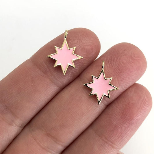 Vergoldete emaillierte Pole Star-Schaukelhalterung – Pink
