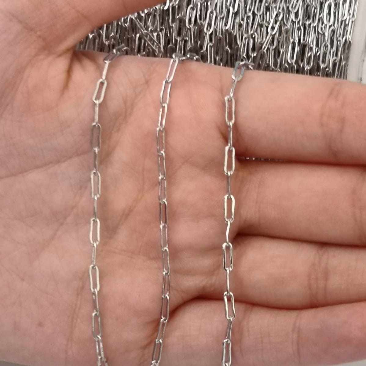 Rhodium Plated 3,5x7,5mm Paper Clip Chain