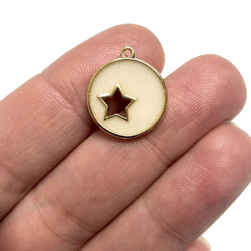 Gold Plated Enamel Round Star Apparatus-Pearlescent