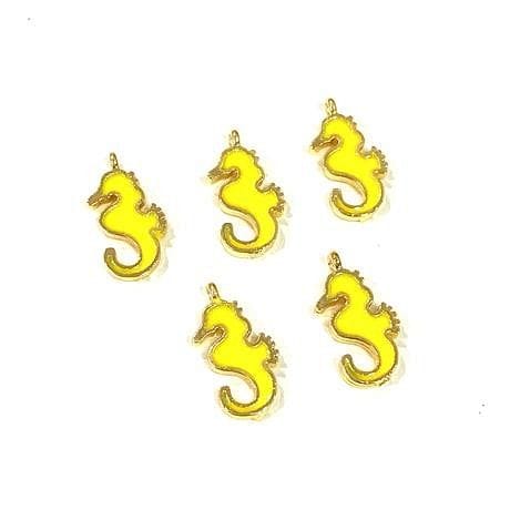 Vergoldete, emaillierte Seepferdchen-Schaukelhalterung – Gelb