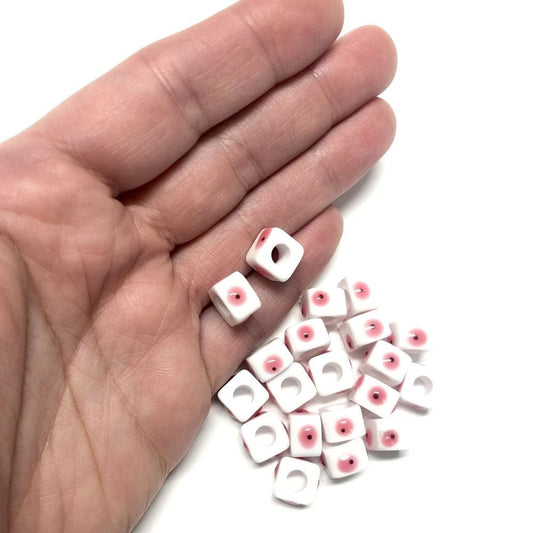 Akrilik Küp Nazar Boncuğu - Pembe