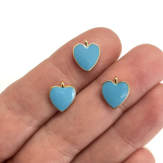Gold Plated Enamel Heart Shaking Apparatus - Turquoise