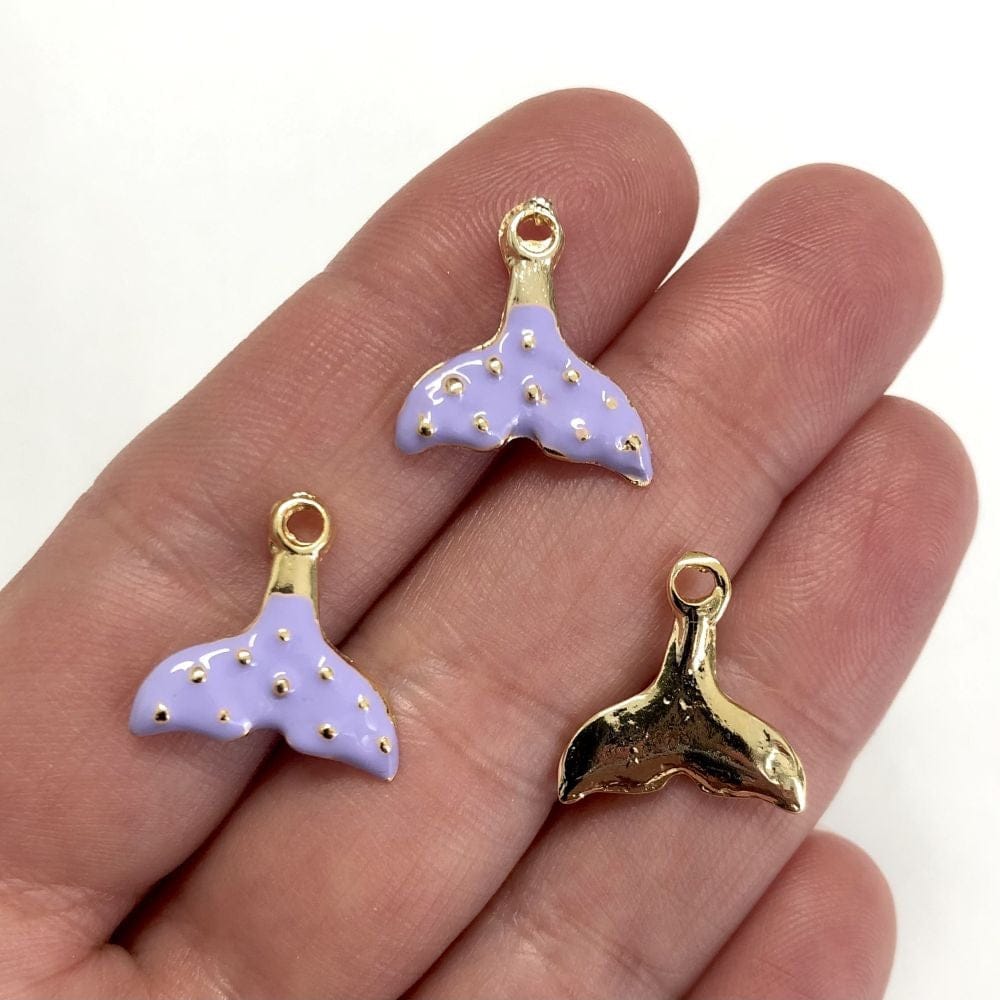 Gold Plated Enamel Whale Tail- Lilac