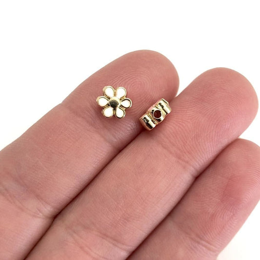 Vergoldete Emaille-kleine Blume – weiß