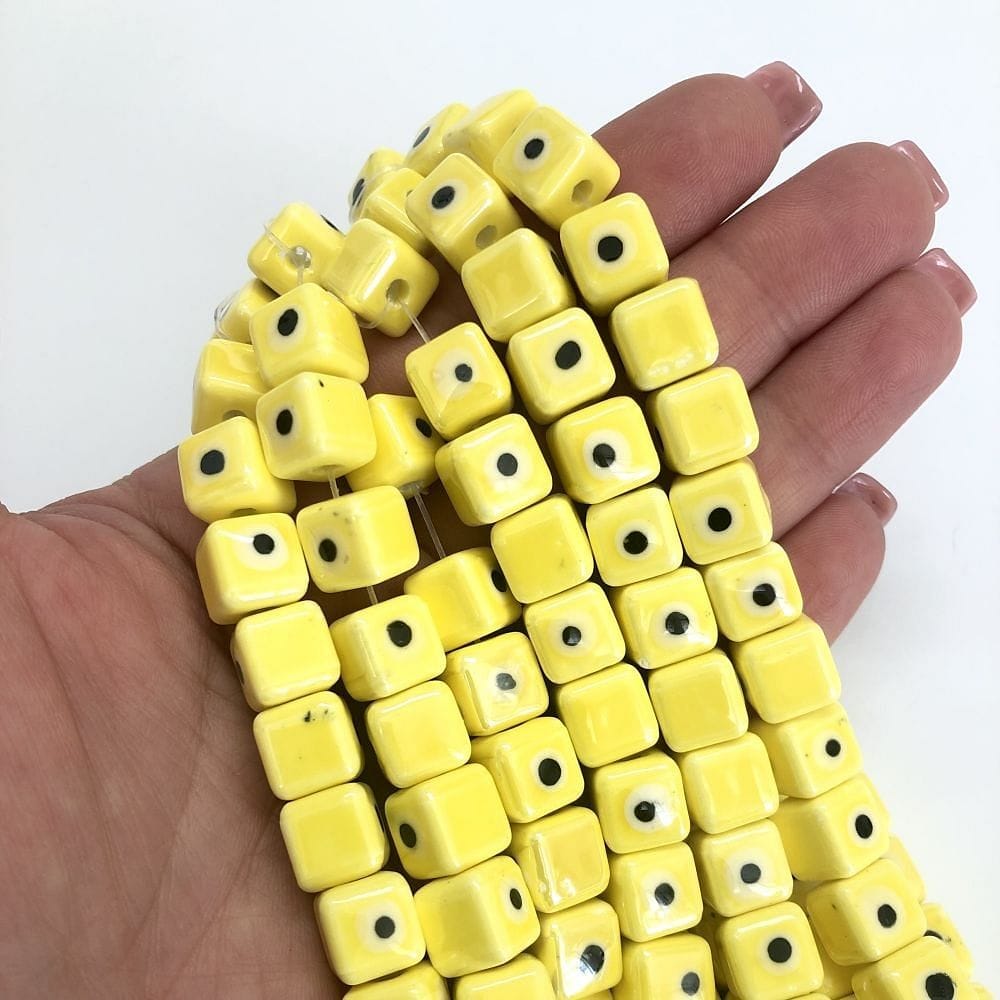 10x10mm Cube Ceramic Bead - Yellow
