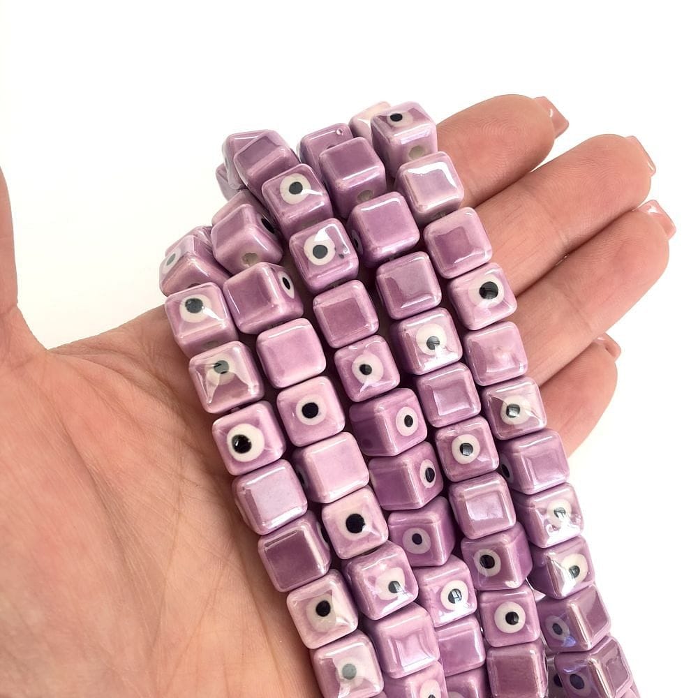 10x10mm Cube Ceramic Bead - Lilac