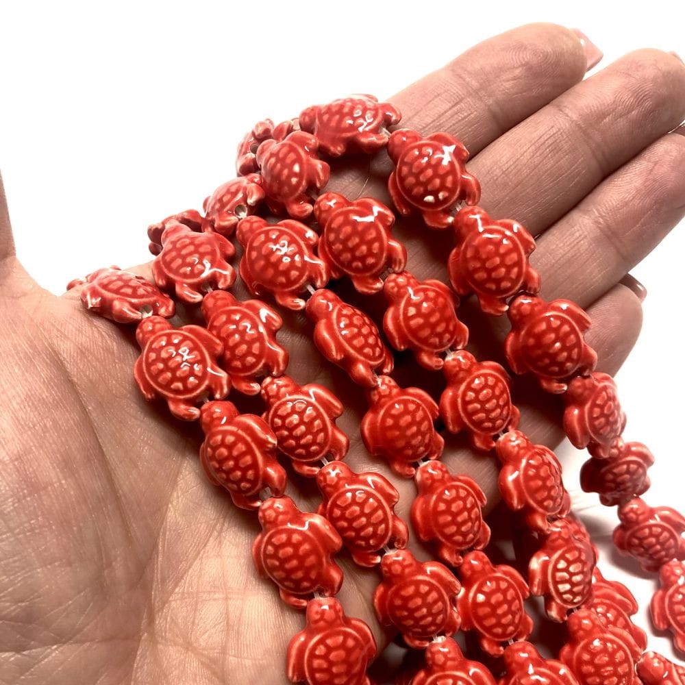 Turtle Ceramic Bead - Red