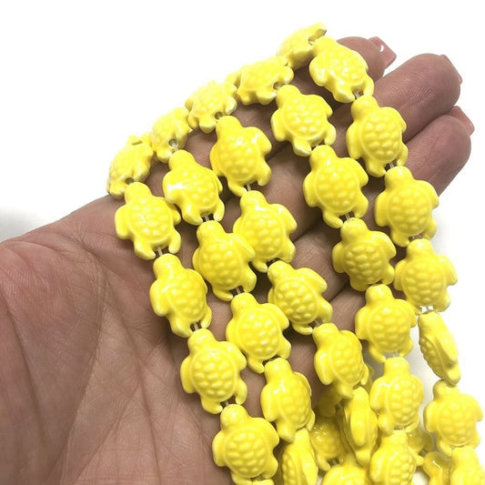 Turtle Ceramic Bead - Yellow