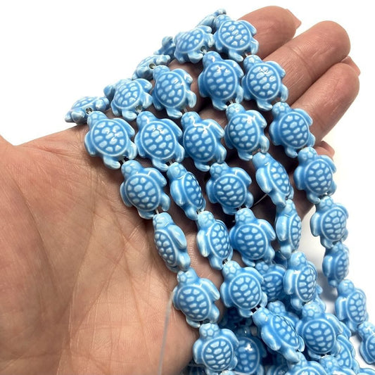 Turtle Ceramic Bead - Blue