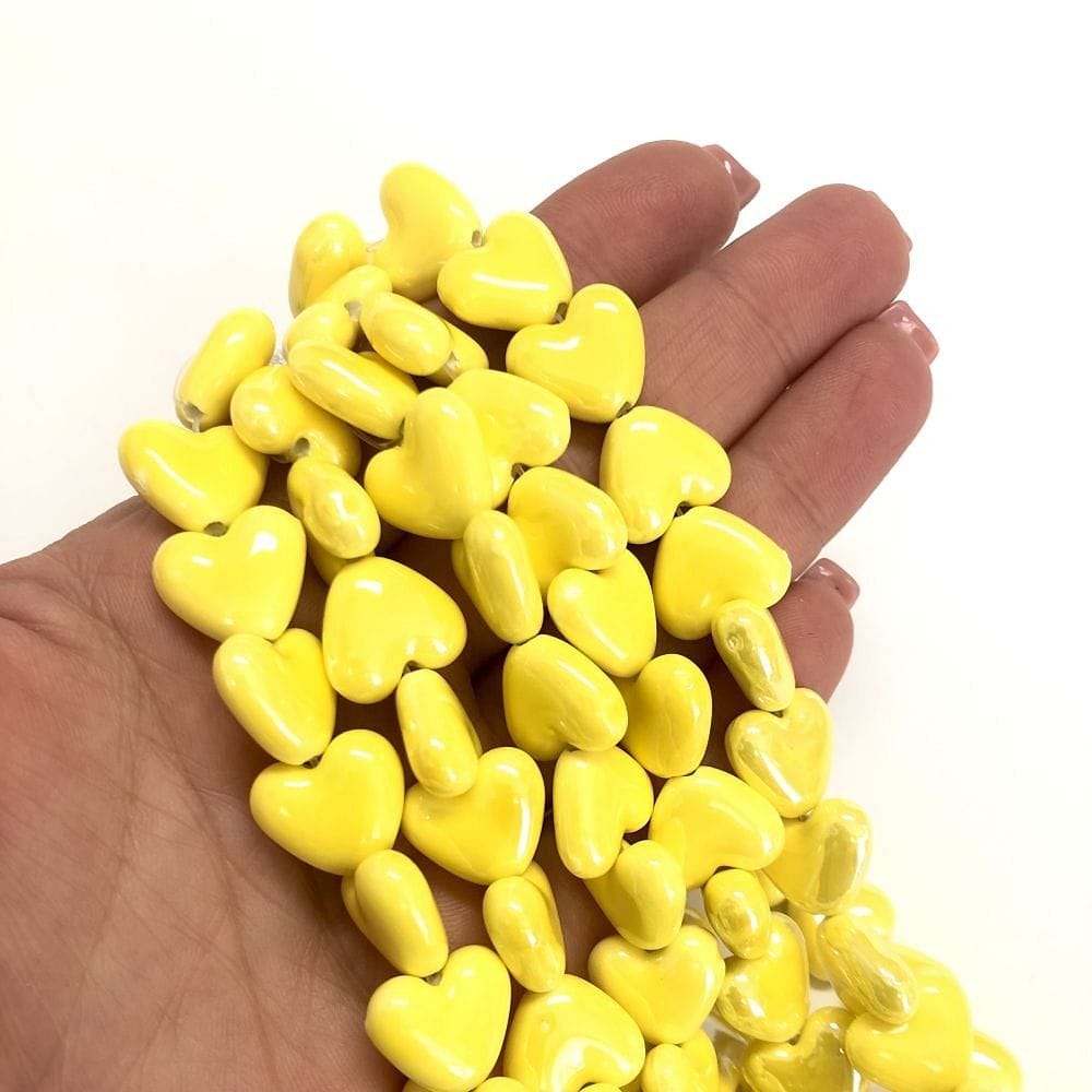 Heart Ceramic Bead - Yellow