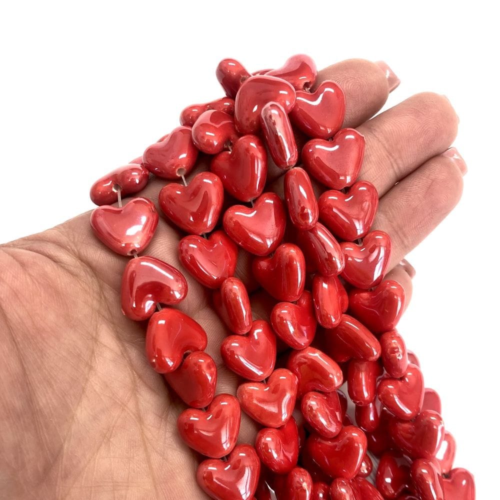 Keramikperle Herz - Rot