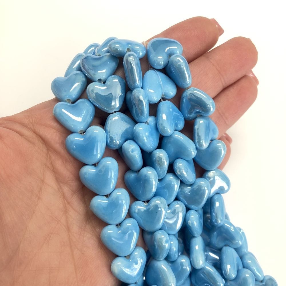 Heart Ceramic Bead - Blue