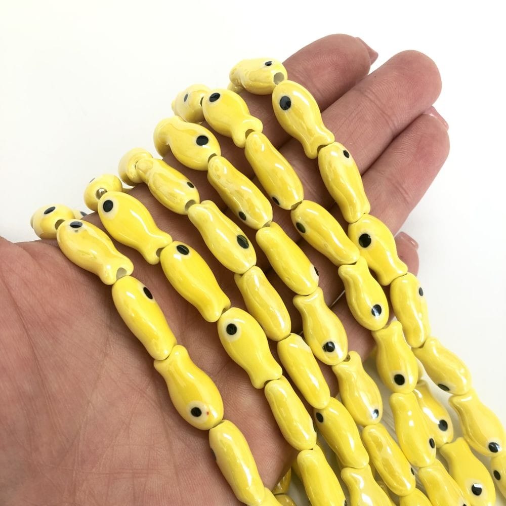 Fish Ceramic Bead - Yellow