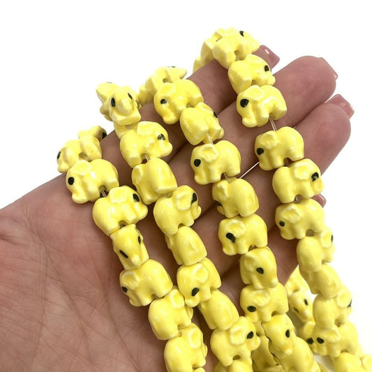 Elephant Ceramic Bead - Yellow