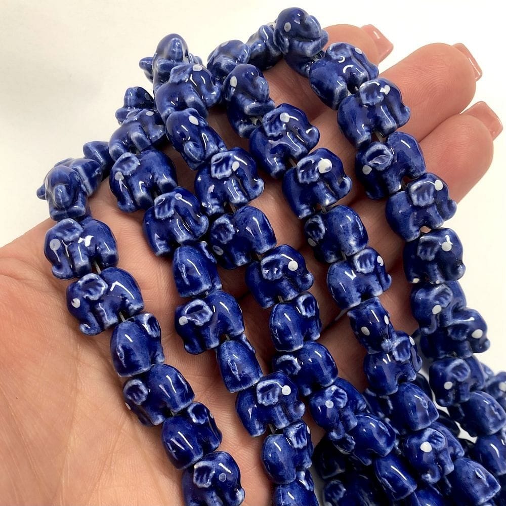Elephant Ceramic Bead - Navy Blue