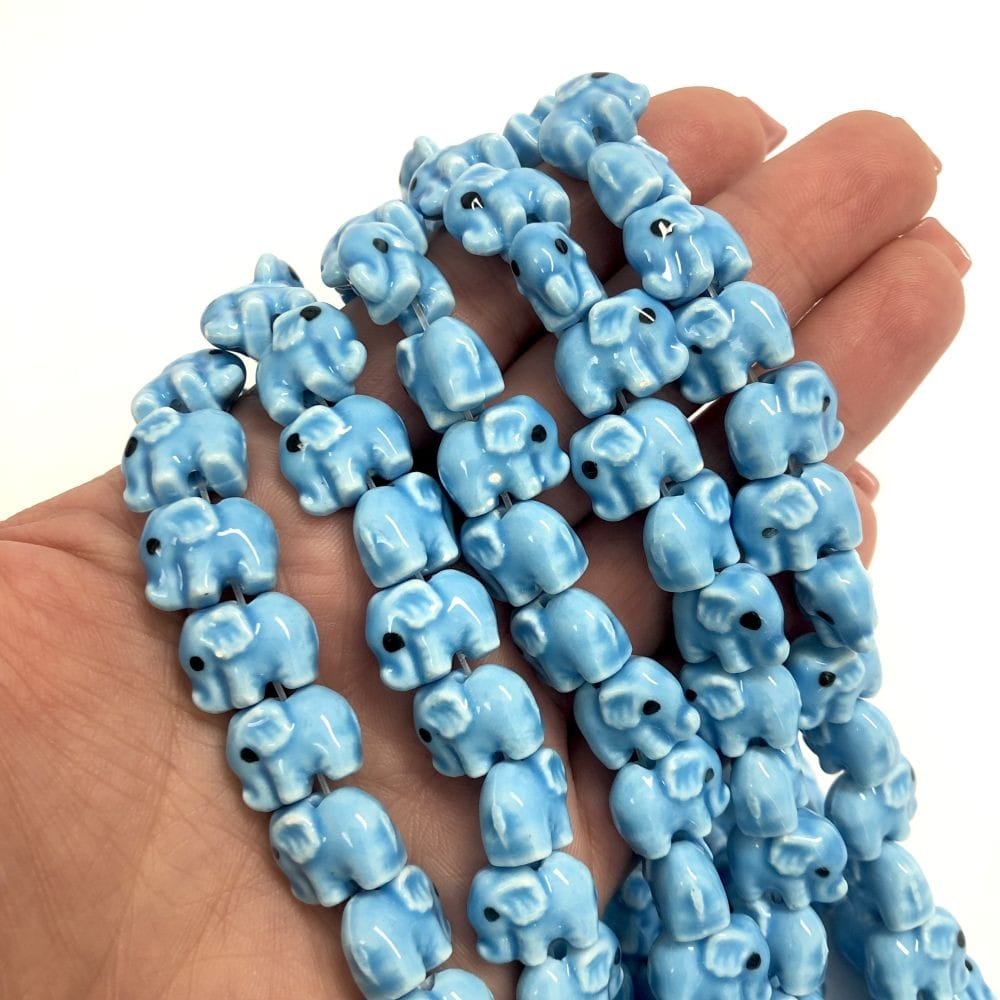 Elephant Ceramic Bead - Blue