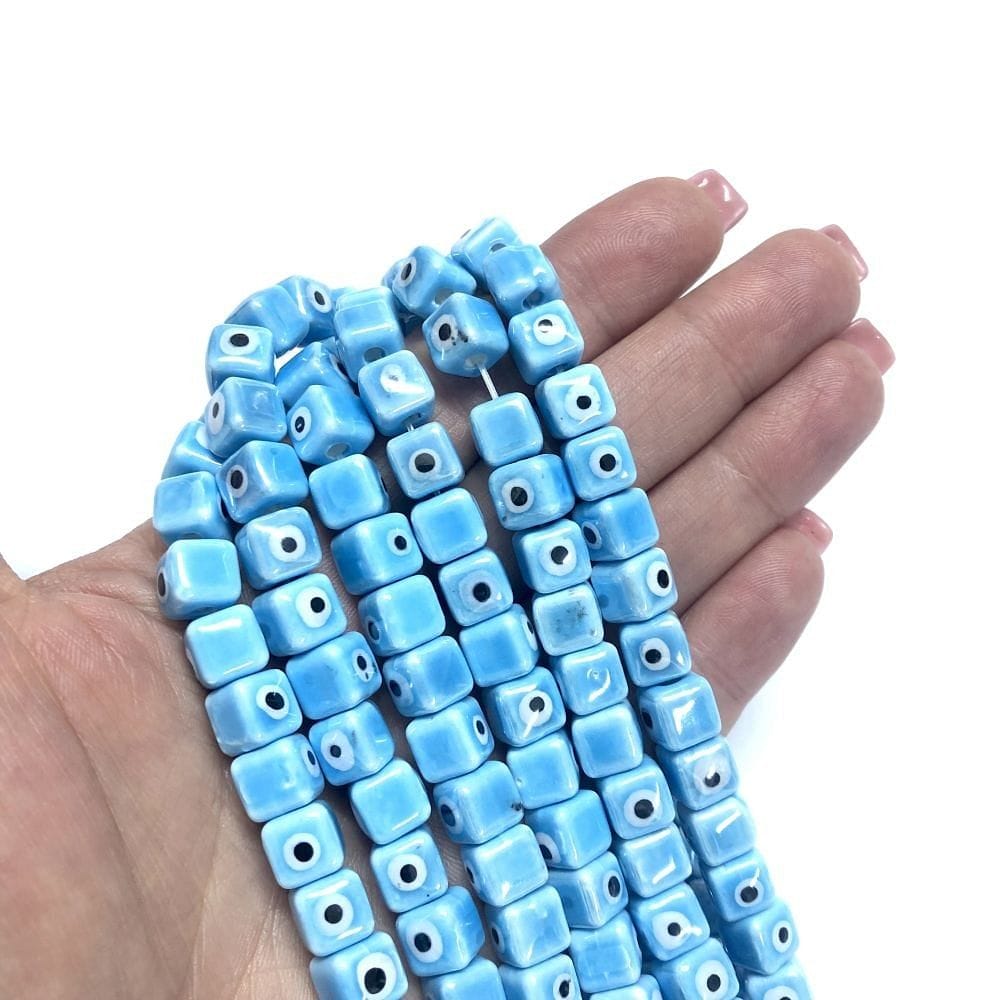 8x8mm Cube Ceramic Bead - Blue