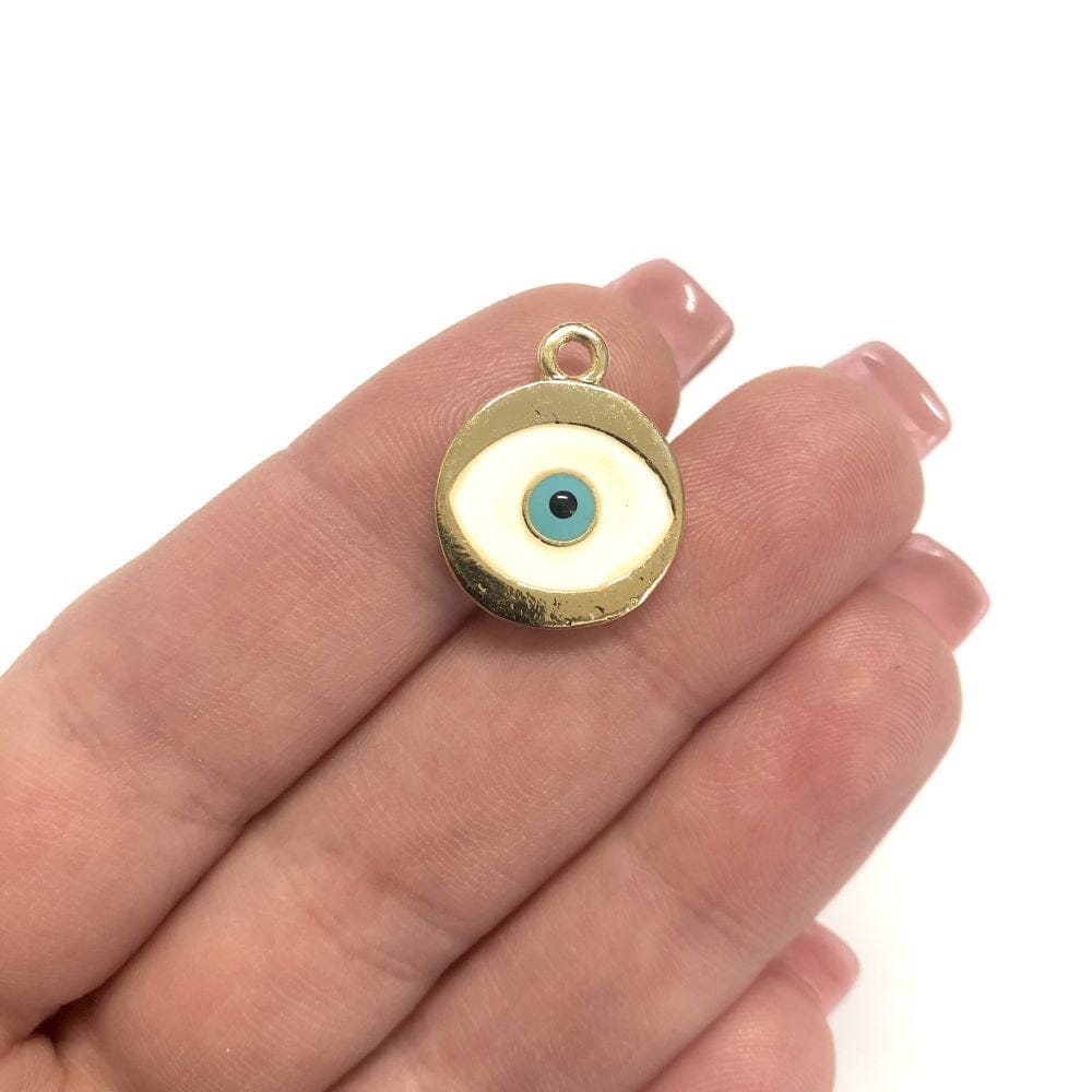 Vergoldetes Emaille-Auge - Weiß