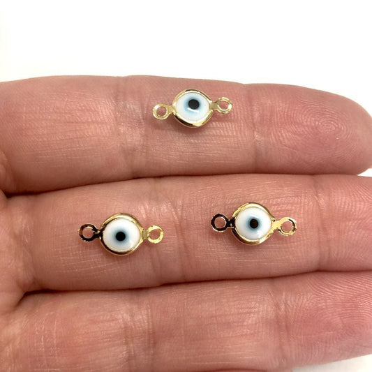 Vergoldetes Double-Way-Evil-Eye-Armband aus Glas - Weiß