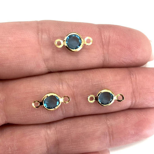 Vergoldeter bidirektionaler Glasarmbandaufsatz Klein - Türkis