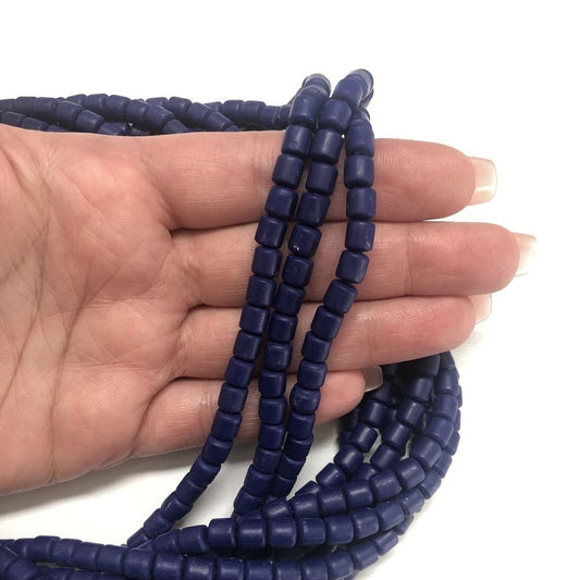 Polymer Clay Lino Beads - 34 Navy Blue