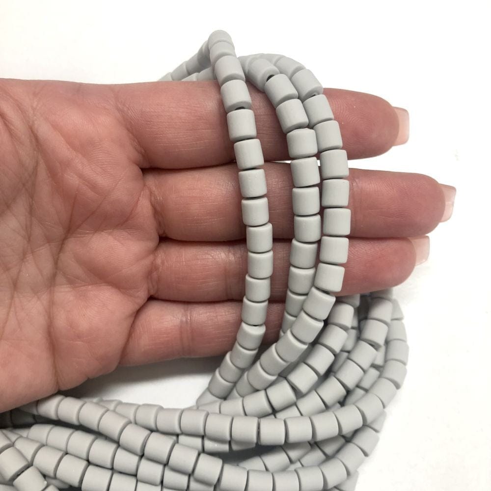 Polymer Clay Lino Beads - 35 Gray