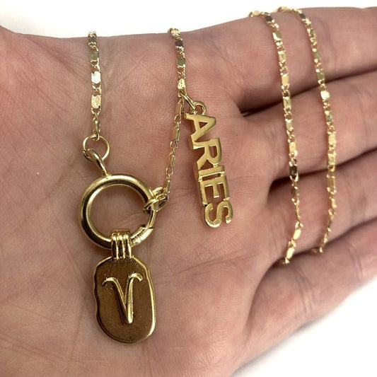 Pirinç Altın Kaplama Burç Sembolü Kolye Ucu - Koç