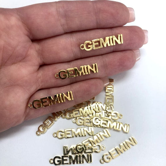 Brass Gold Plated Zodiac Sign Pendant - Gemini