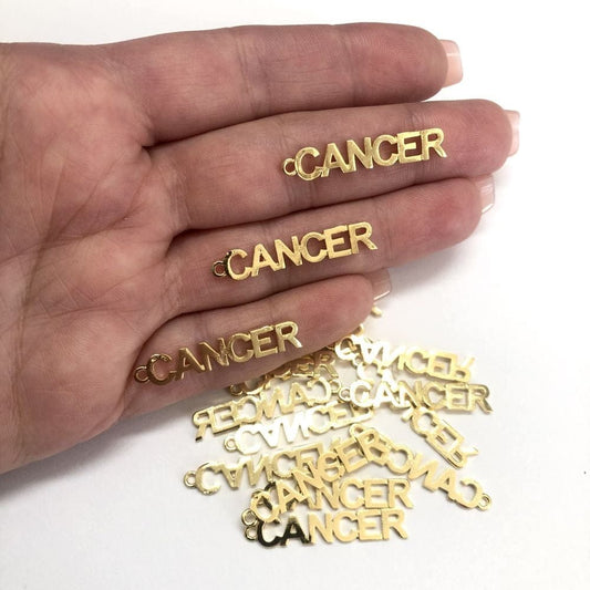 Brass Gold Plated Zodiac Symbol Pendant - Cancer