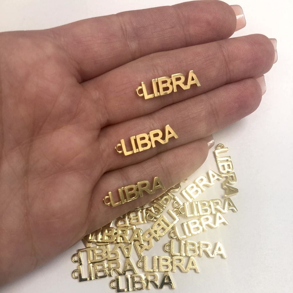 Brass Gold Plated Zodiac Symbol Pendant - Libra