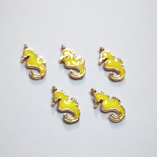 Rose Gold Enameled Seahorse Rocking Bracket - Yellow