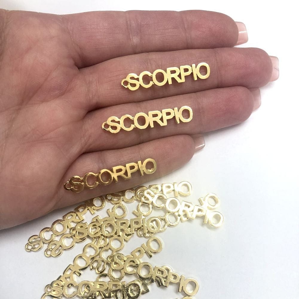 Brass Gold Plated Zodiac Symbol Pendant - Scorpio