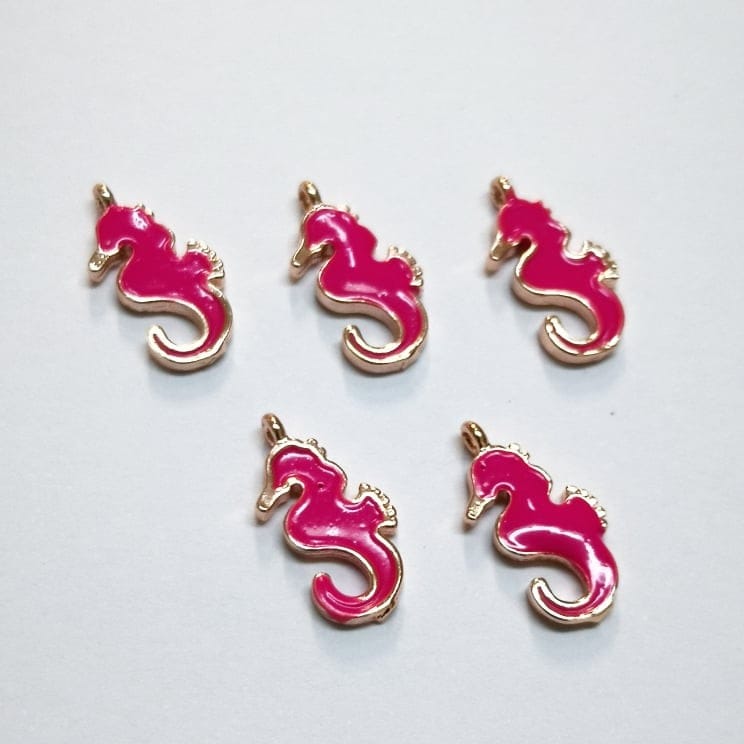 Rose Gold Enamel Seahorse Rocking Bracket - Pink