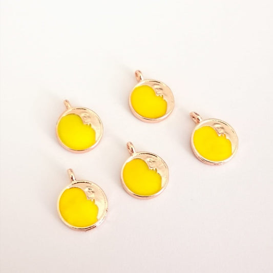 Enamel Rose Gold Plated Crescent (Neon Yellow)