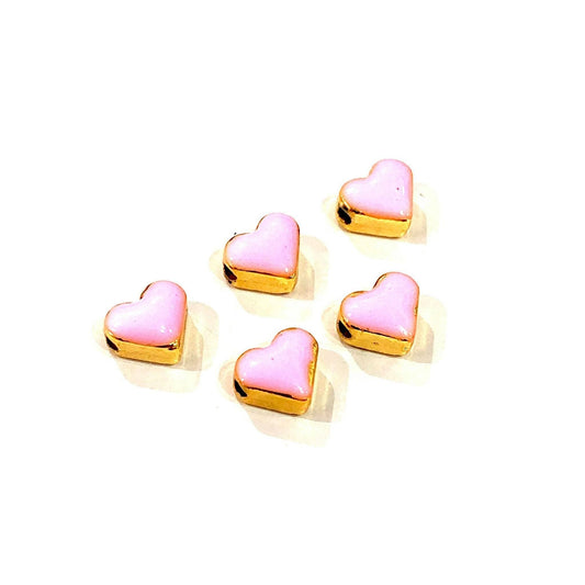 Gold Plated Enamel Heart Apparatus Pink