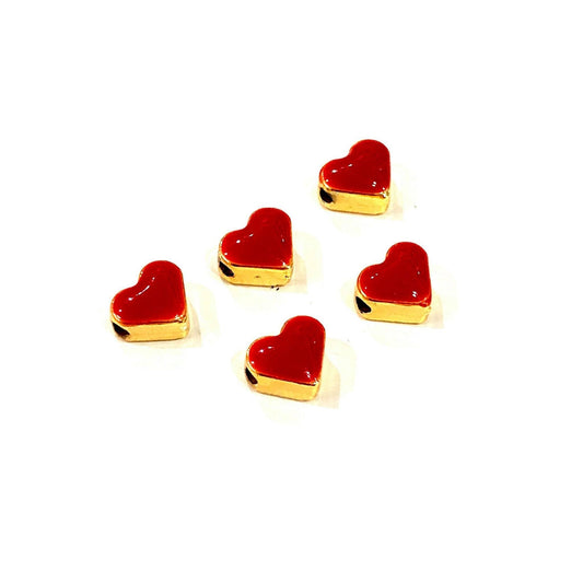 Gold Plated Enamel Heart Apparatus Red