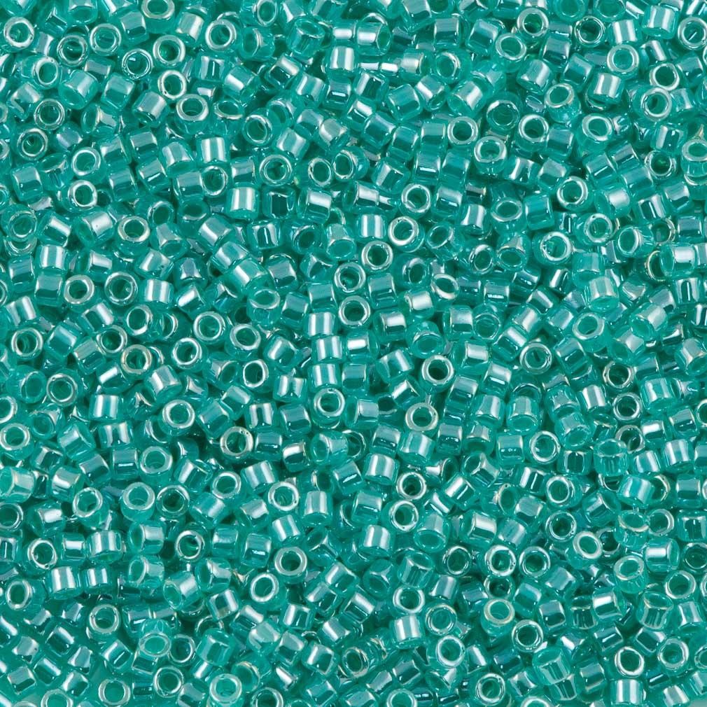 Miyuki Beads, Miyuki Delica 11/0 DB0238 Lined Crystal Green Aqua Luster
