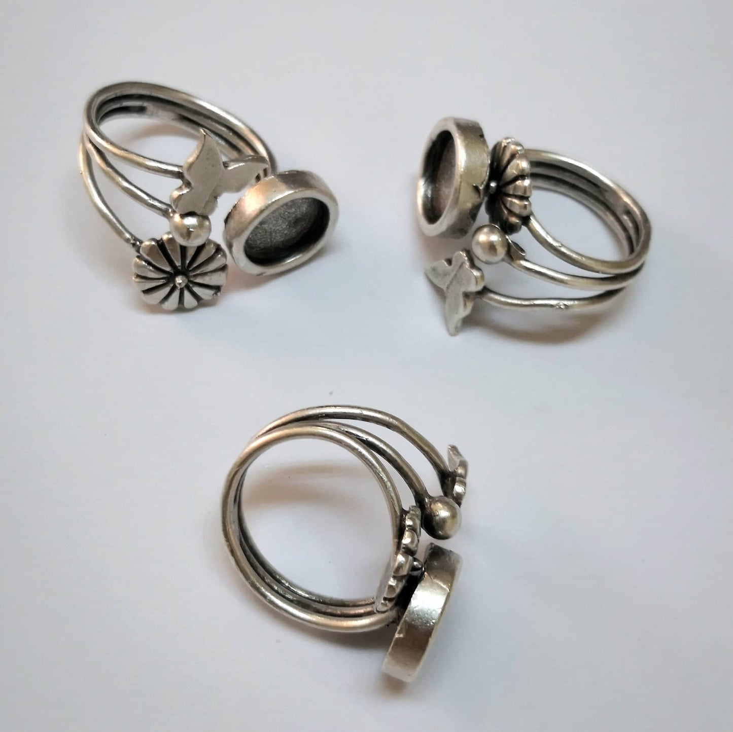 Antique Silver Plated Brass Ring - 37
