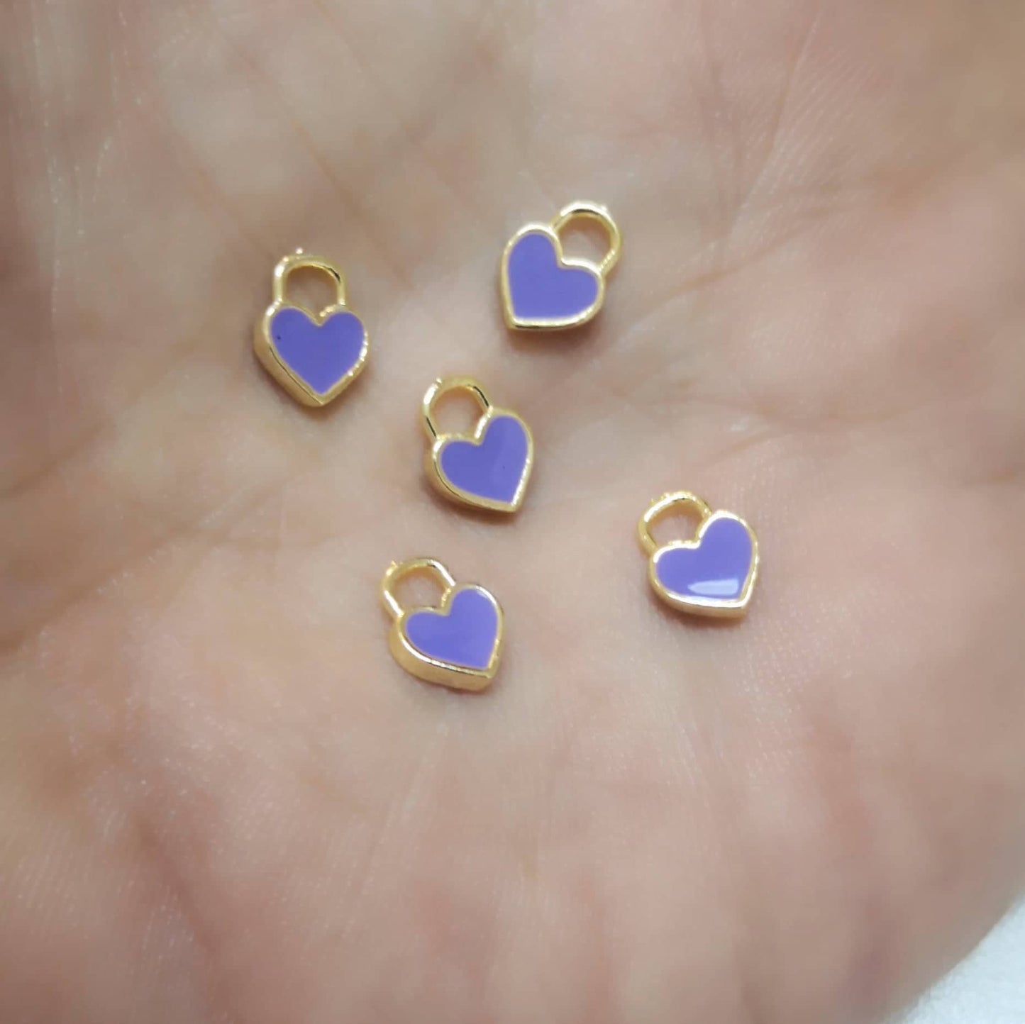 Vergoldetes Mini-Herz-Schüttelgerät aus Emaille - Flieder