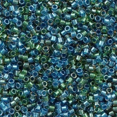Miyuki Beads, Miyuki Delica 11/0 DB0985 Gefüttert Grün-Blau Mix
