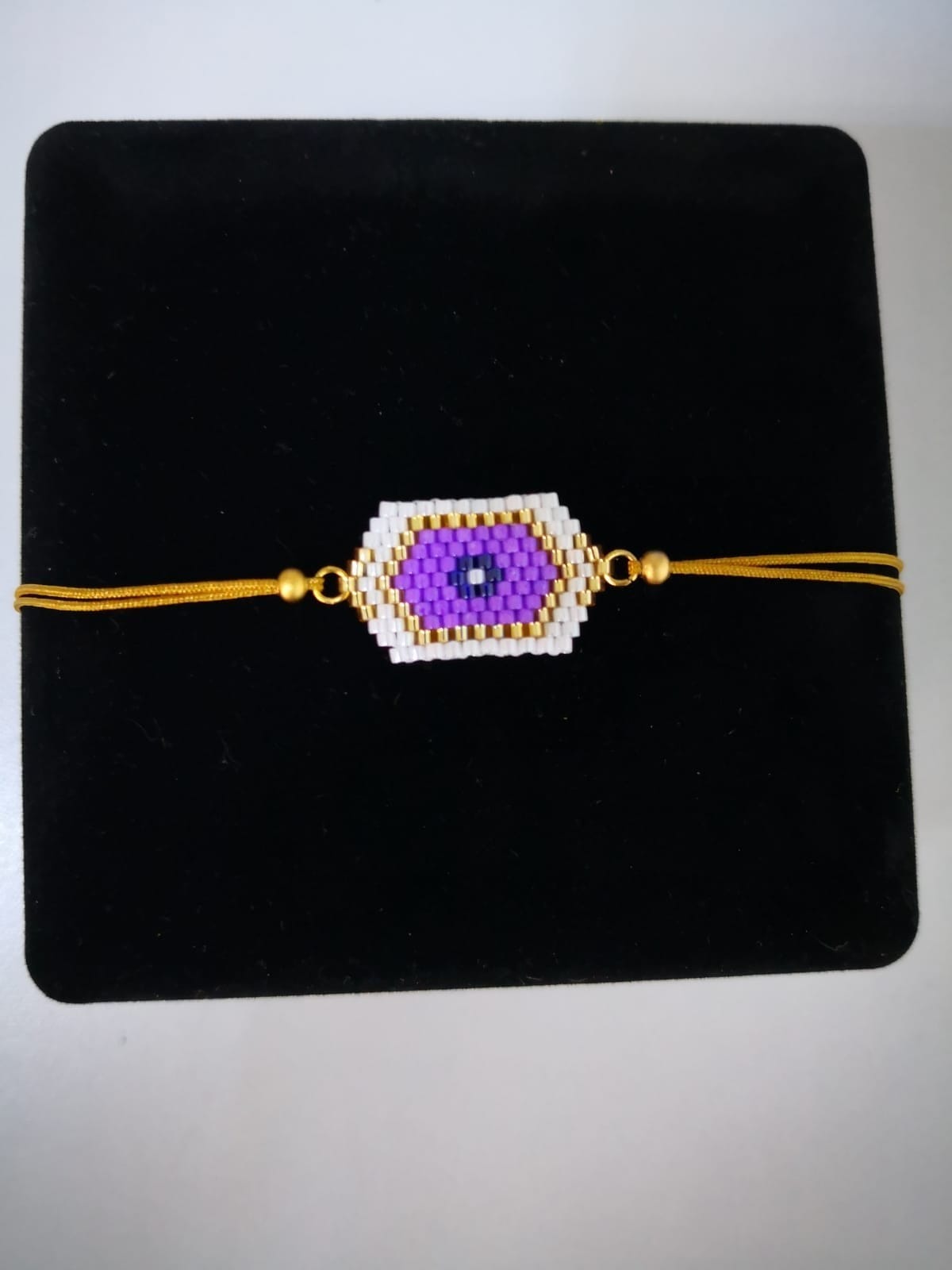Miyuki Beads, Miyuki Delica Purple Evil Eye Beads Bracelet
