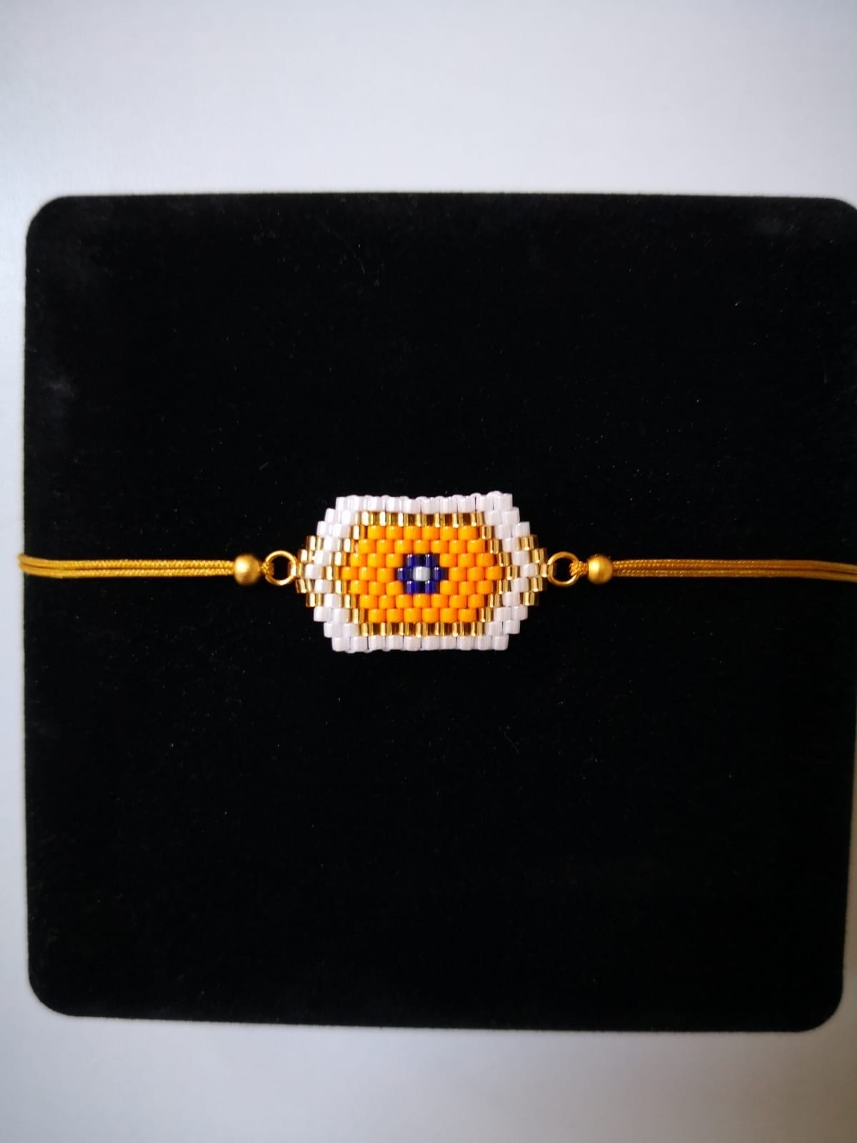 Miyuki Beads, Miyuki Delica Yellow Evil Eye Bead Bracelet