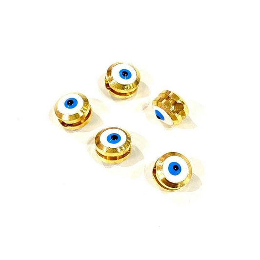 Gold Plated Channel Evil Eye Beads White