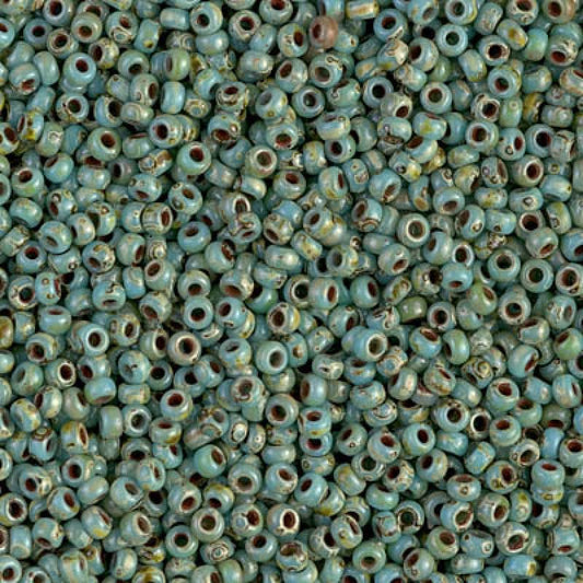 Miyuki Beads, MiyukiRoundBeads 6/0-4514 Picasso Opaque Seafoam Green