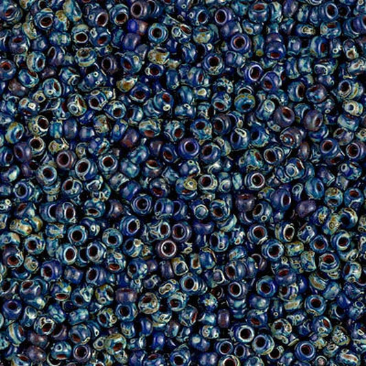 Miyuki Beads, MiyukiRoundBeads 6/0- 4518 Picasso Opaque Cobalt