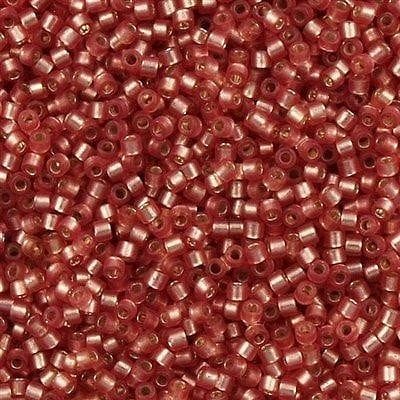 Miyuki Beads, Miyuki Delica 11/0 DB0685 Dyed Semi-Frosted Silverlined Light Cranberry