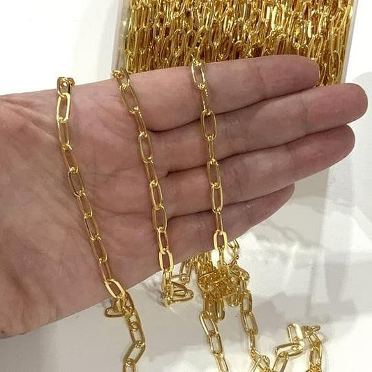 Gold Plated 5x14mm Paper Clip Chain