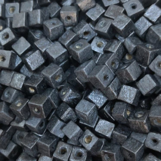 5x5mm Cube Wooden Beads 3 - Black