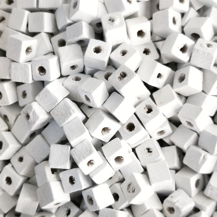 5x5mm Cube Wooden Beads 6 - White